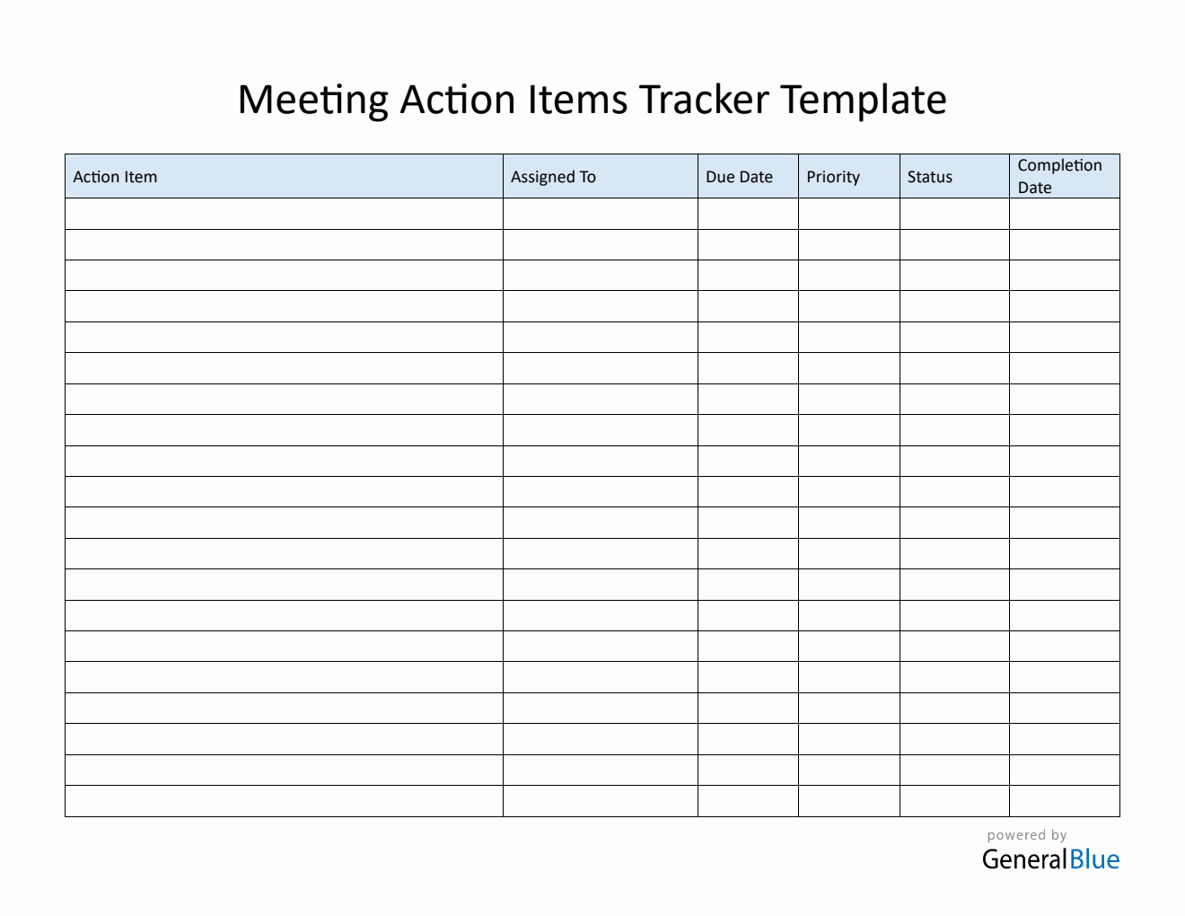  Action Item Tracker Template Word