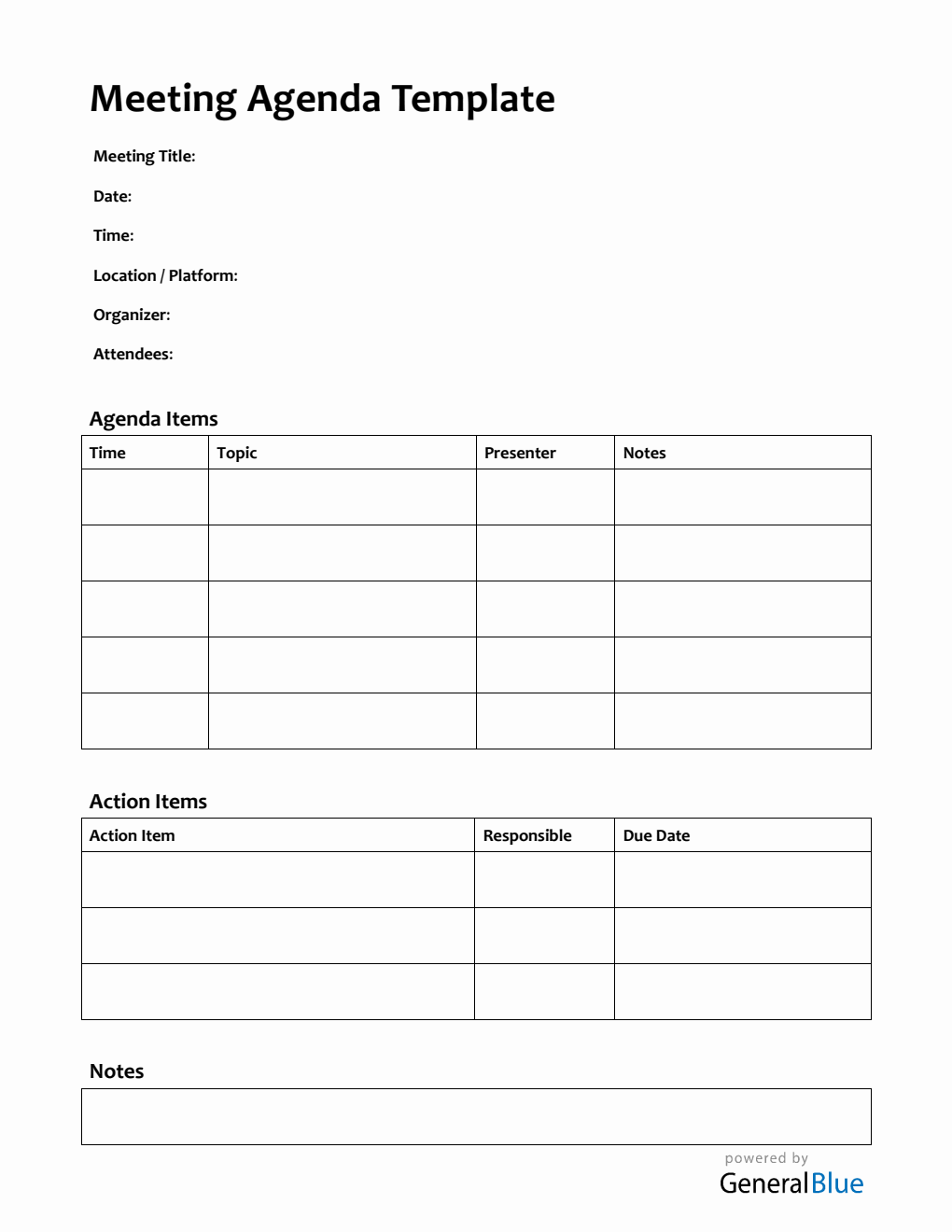 Printable Agenda Template in Word