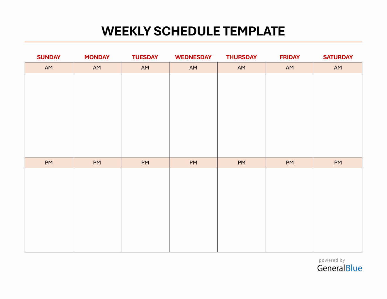 At-A-Glance Weekly Calendar  in PDF (AM-PM Layout)