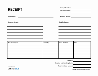 Basic Receipt Template in Word