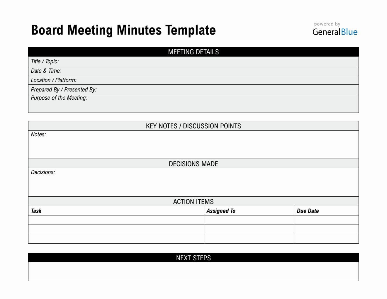 Customizable Board Meeting Minutes Template Word