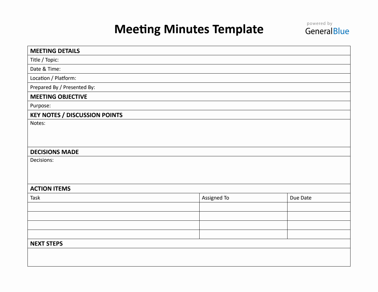Printable Board Meeting Minutes Template Word