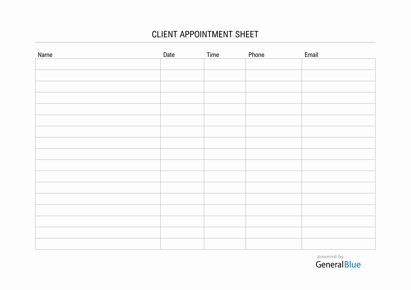 Client Appointment Sheet Template in PDF (Basic)