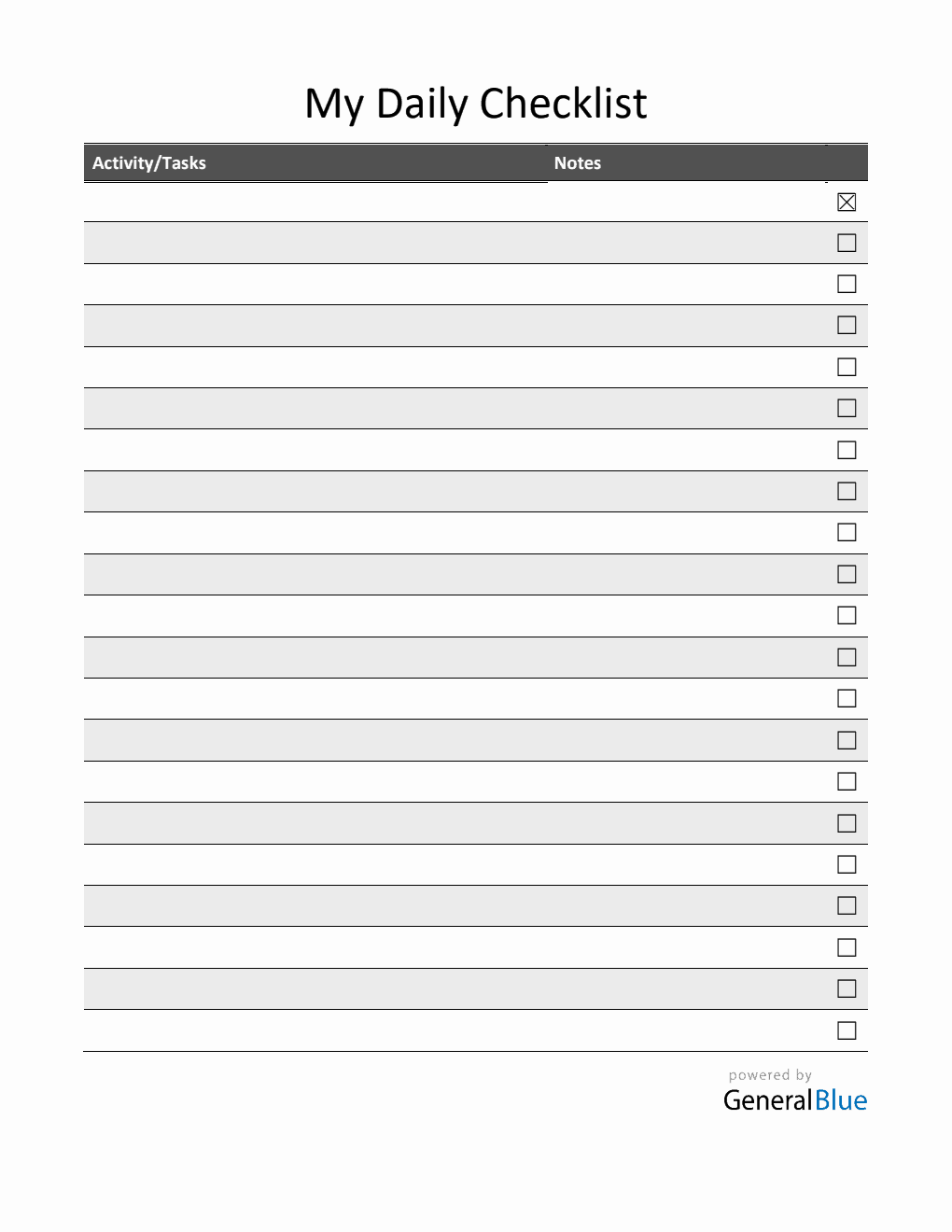 Free Striped Daily Checklist Template in Word