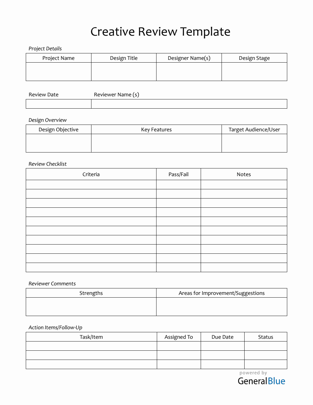 Basic Design Review Template - Free PDF Download