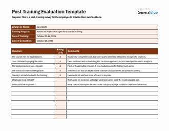 Free Employee Post-Training Evaluation Form Downloadable in Word