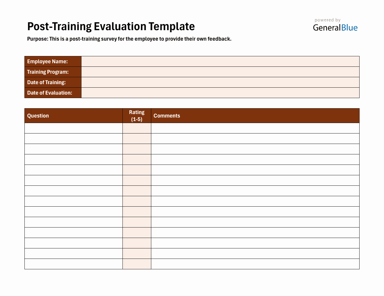 Free Employee Post-Training Evaluation Form Downloadable in PDF
