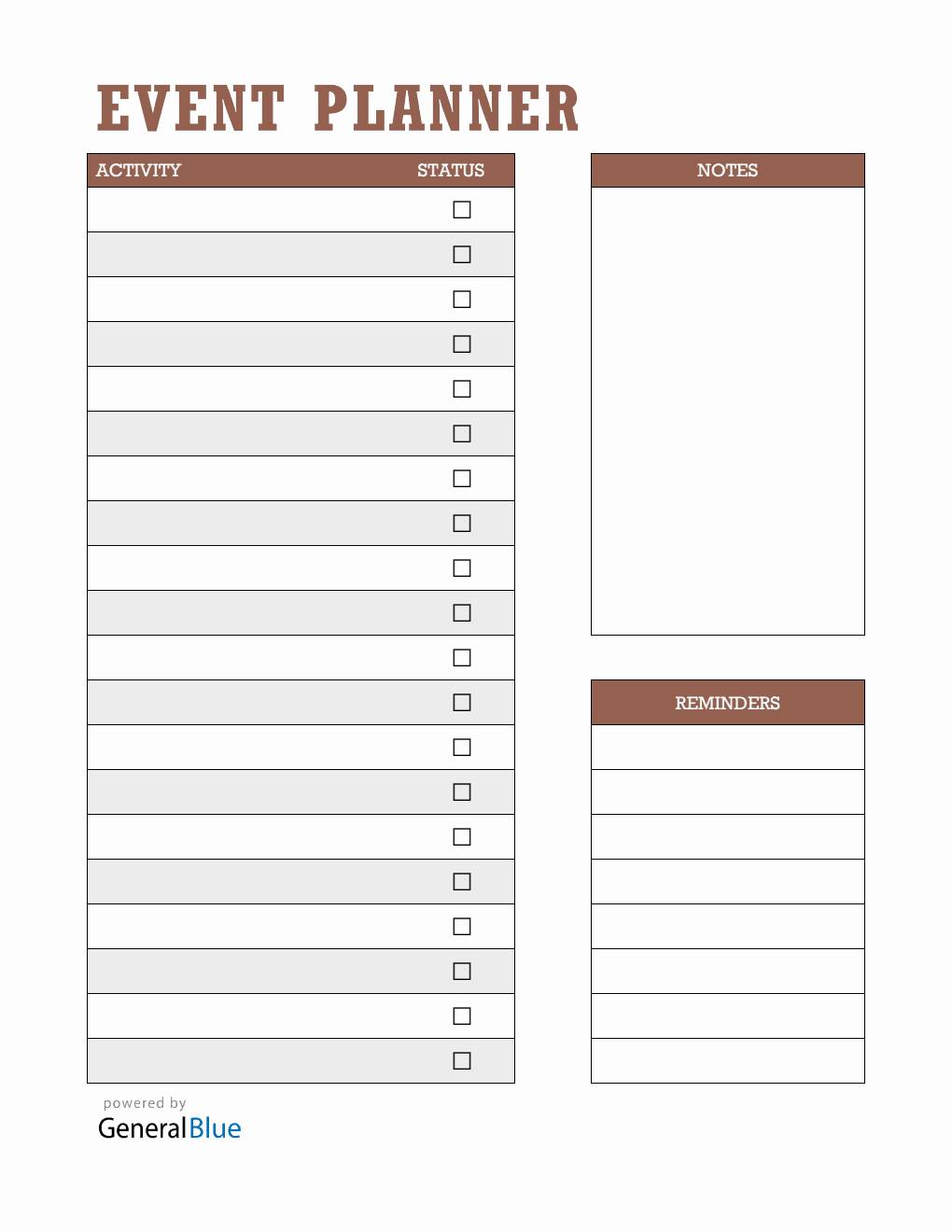 Free Event Planner - Downloadable Word Template