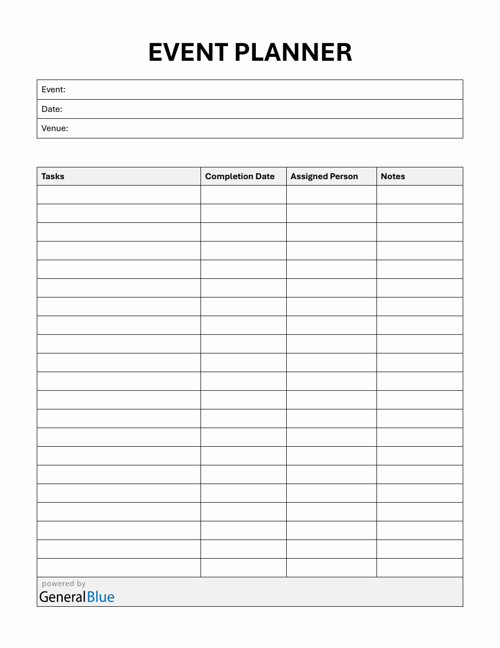 Printable Event Planning Template - Free Word Download