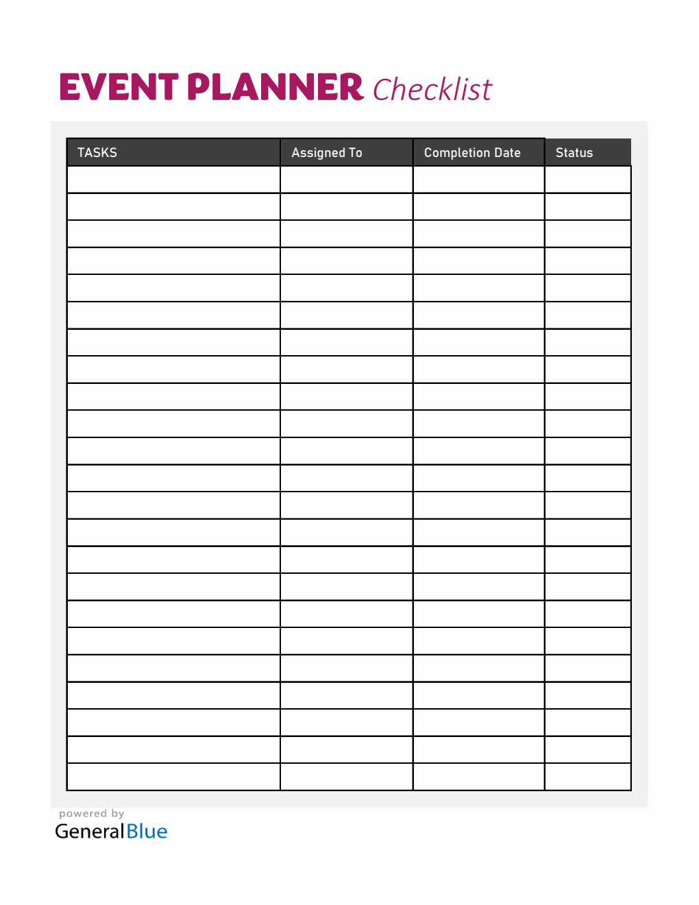 Simple Event Planning Template - Free Excel Download