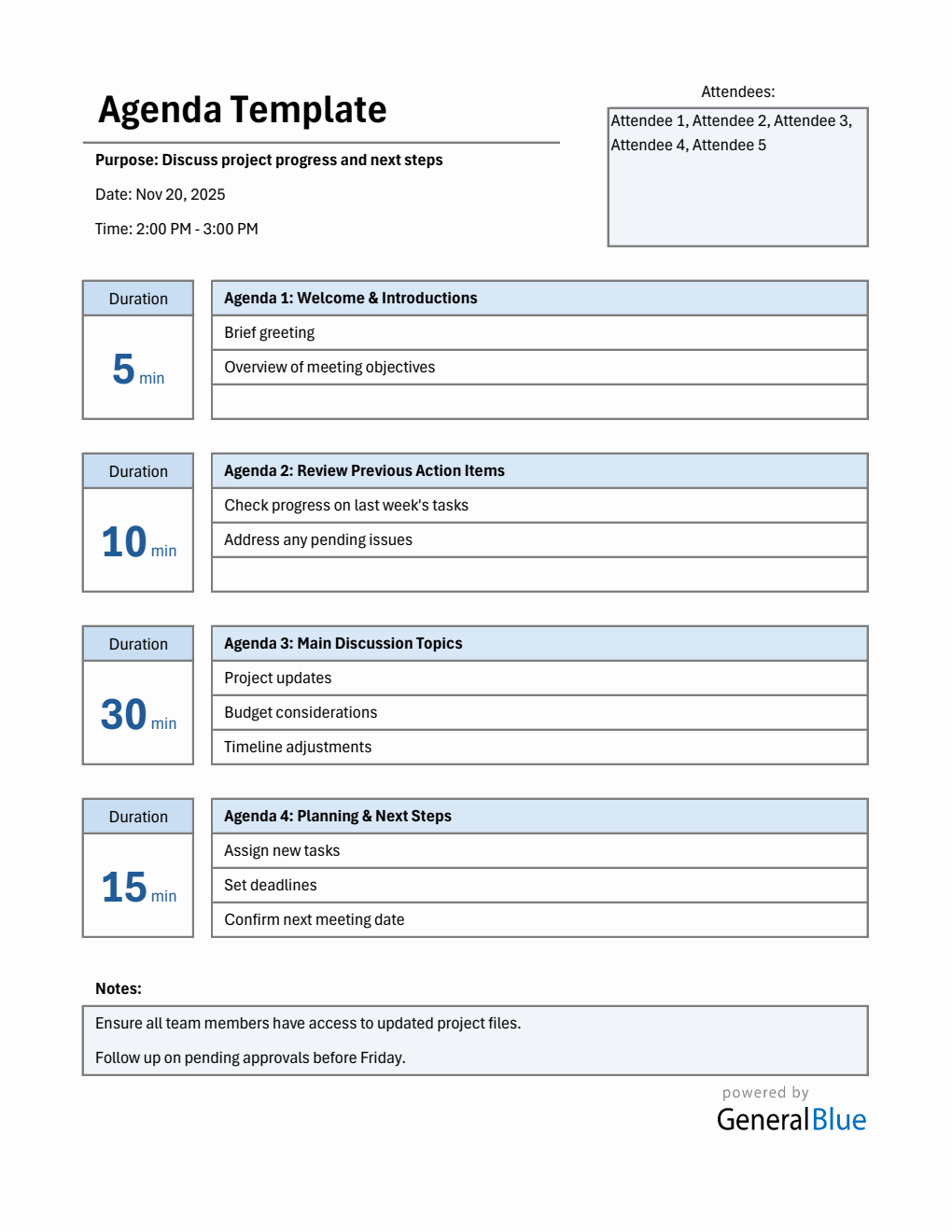 Basic Meeting Agenda Template | Free to Use in Excel Format