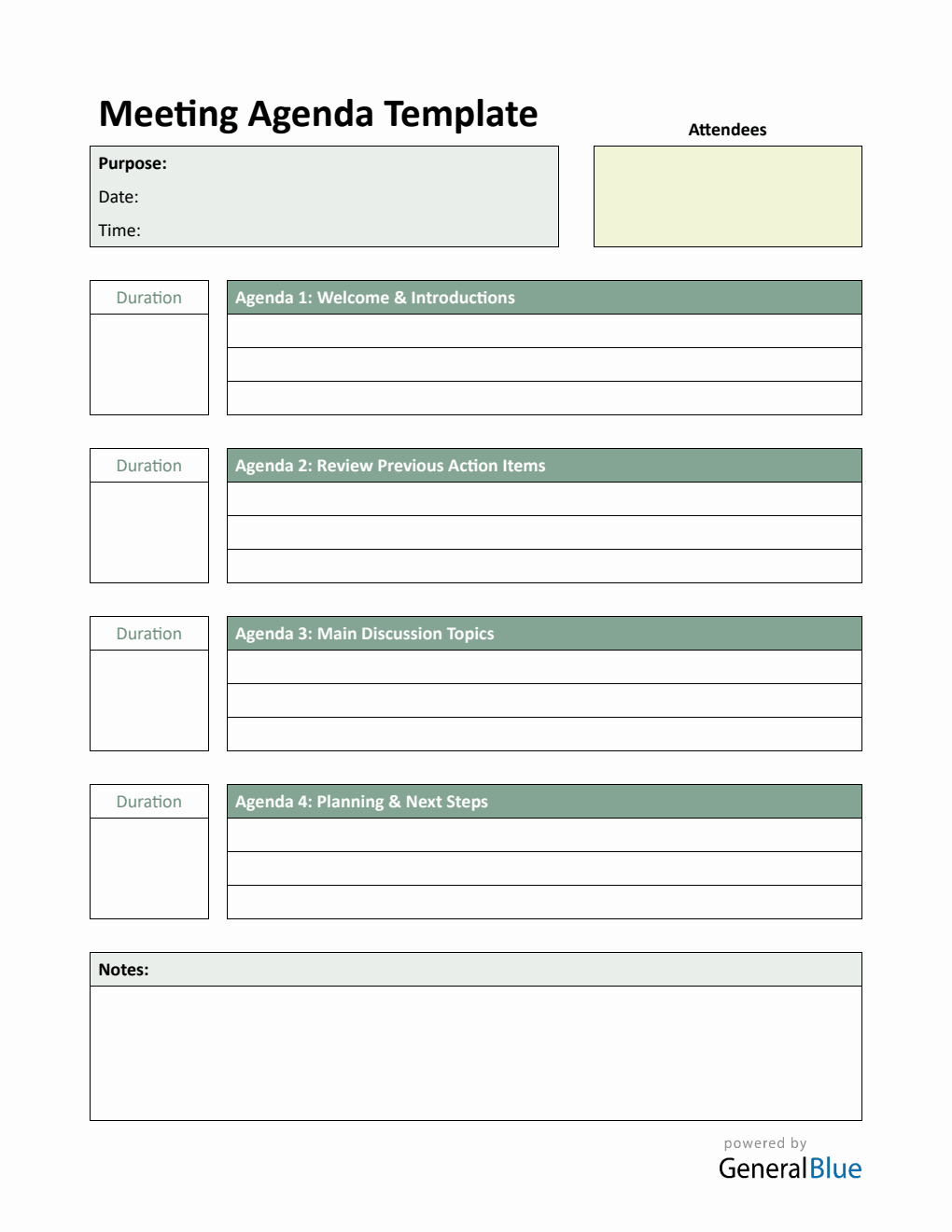 Downloadable Meeting Agenda Template | Free to Use in PDF Format