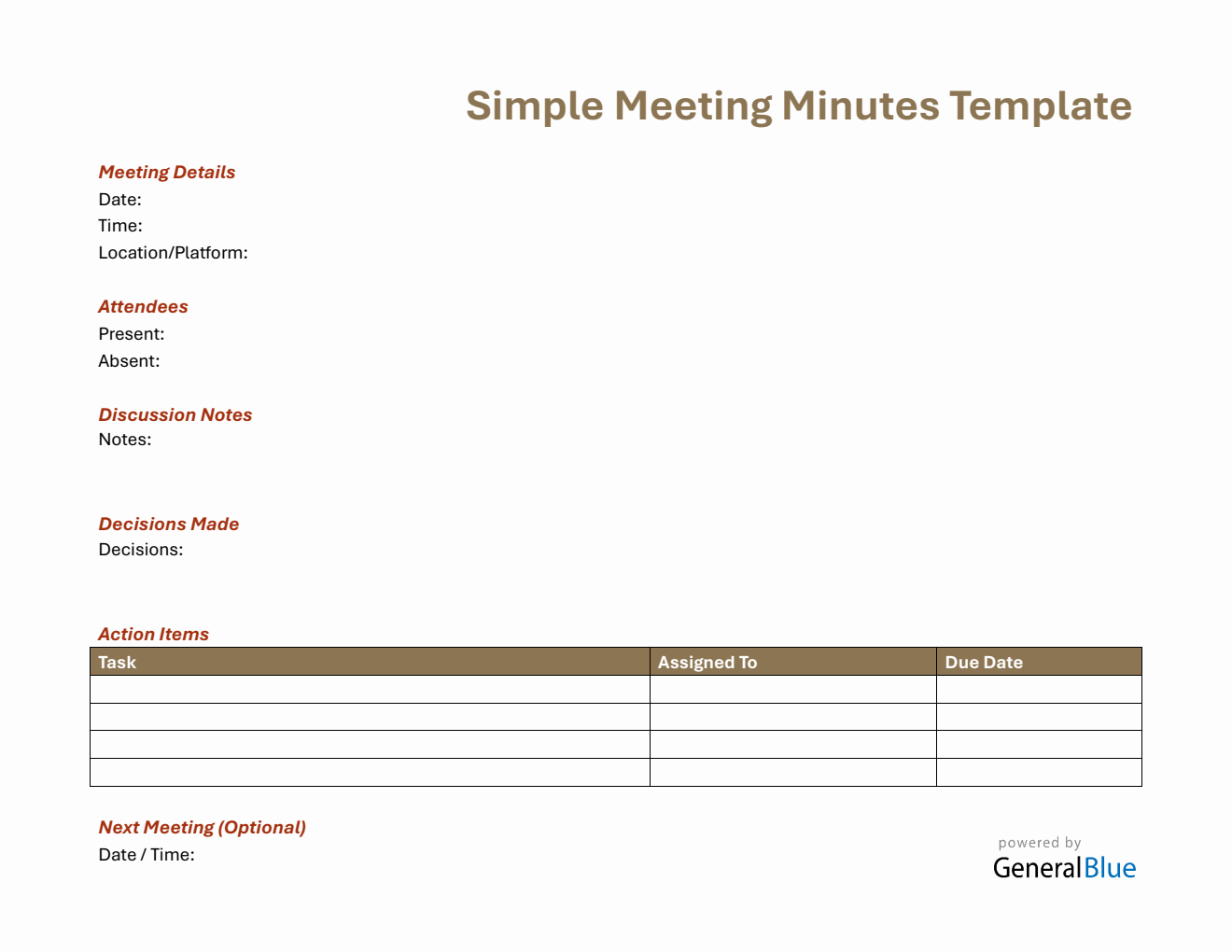 Free Simple Minutes Template (PDF Format)