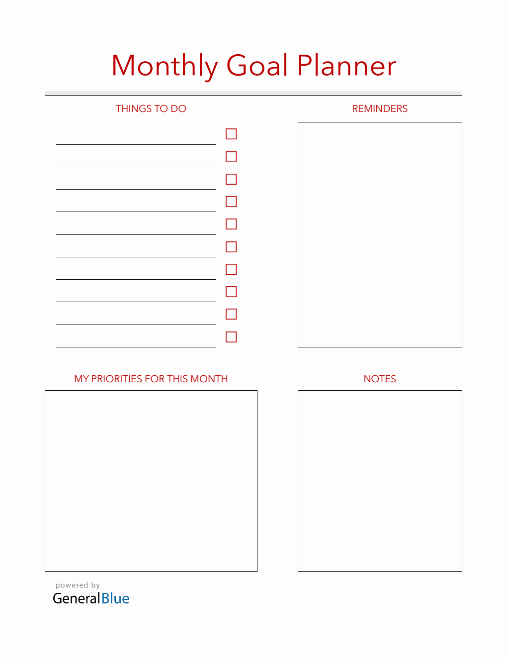 Printable Monthly Planner in PDF (Simple)