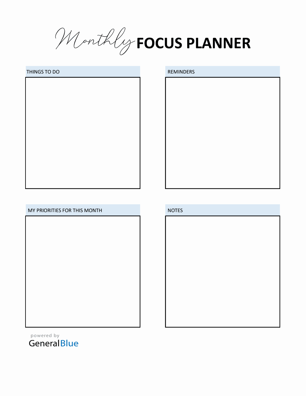 Free Monthly Planner Template Excel (Classic)