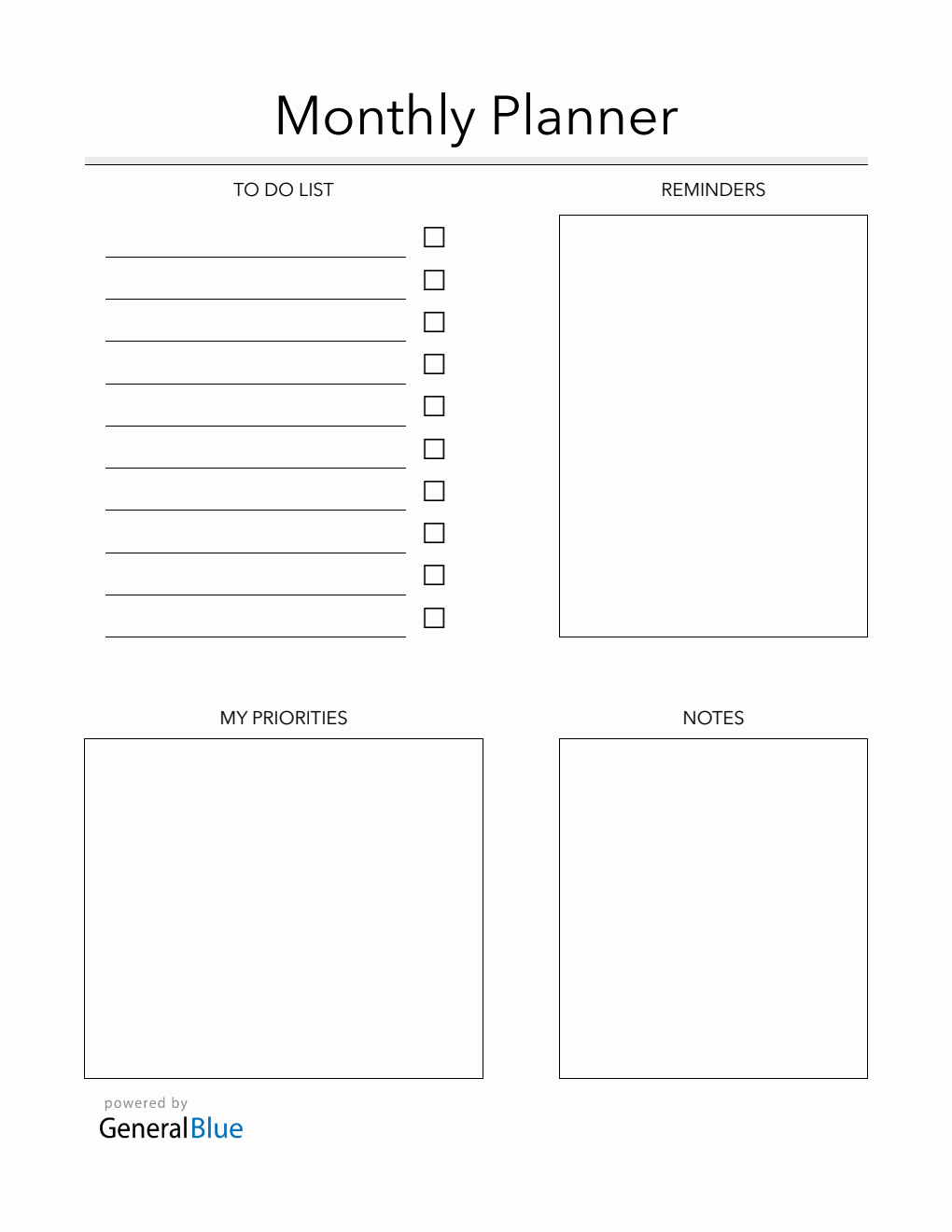 Printable Monthly Planner in PDF (Printable)