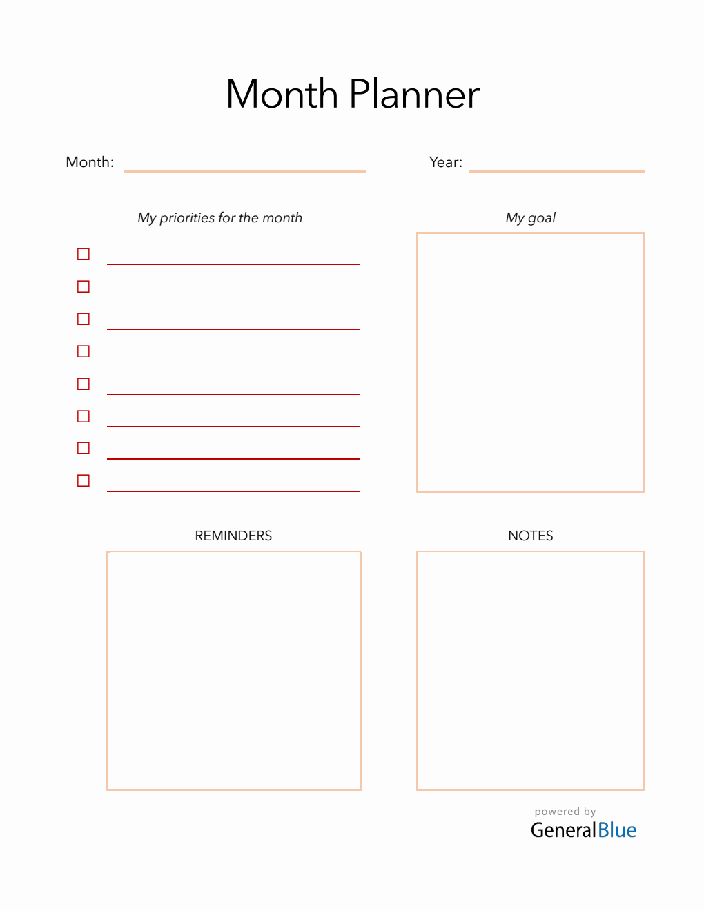 Printable Monthly Planner in PDF (Streamlined)
