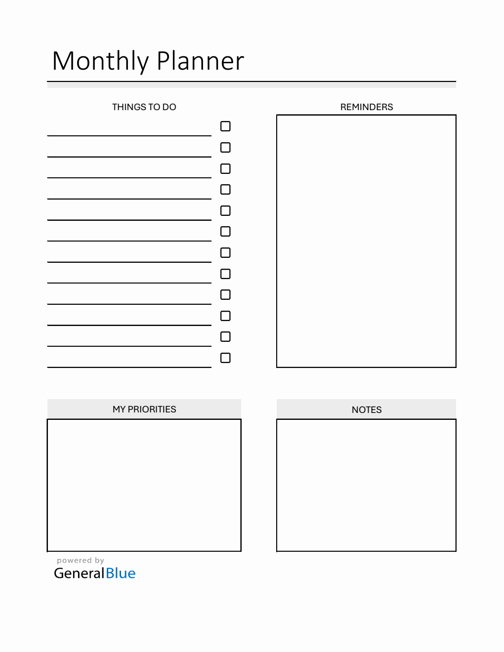 Free Monthly Planner Template Excel (Printable)