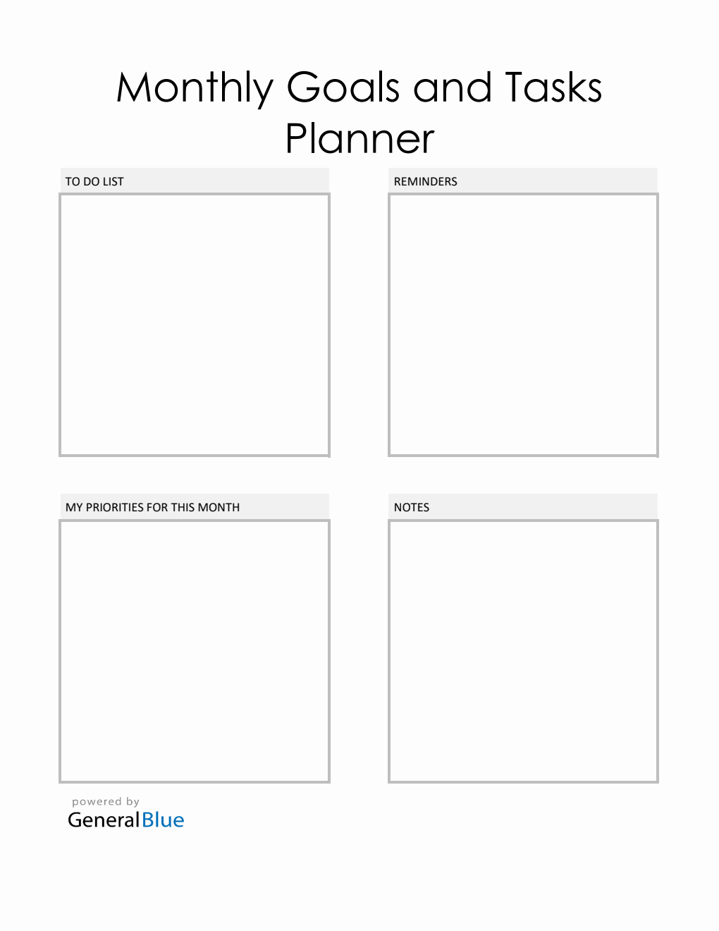 Free Monthly Planner Template Excel (Minimalist)