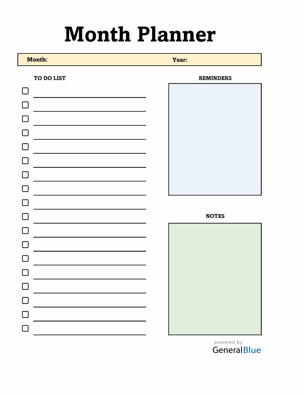 Free Simple Monthly Planner with To-Do List (Excel)