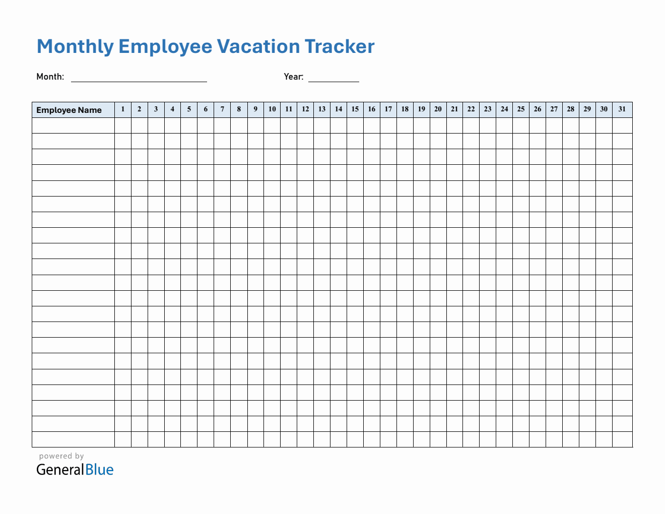 Customizable Monthly Vacation Planner Template (PDF)