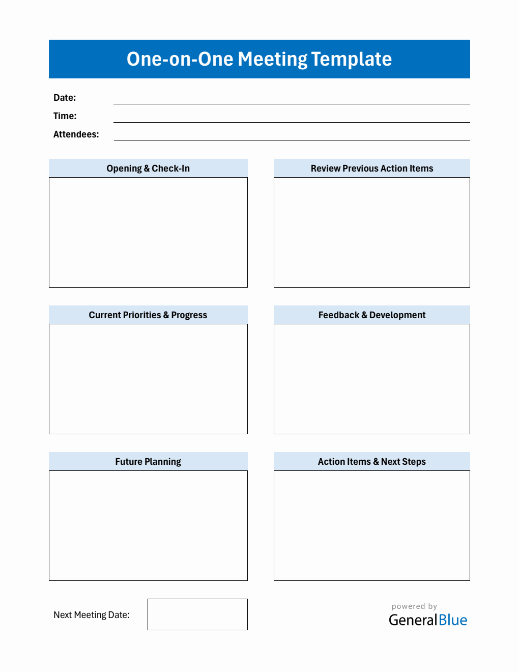 One-on-One Meeting Template Word (General)