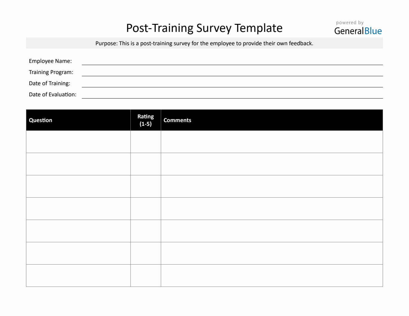 Free to Download Post-Training Survey Template (Word Format)