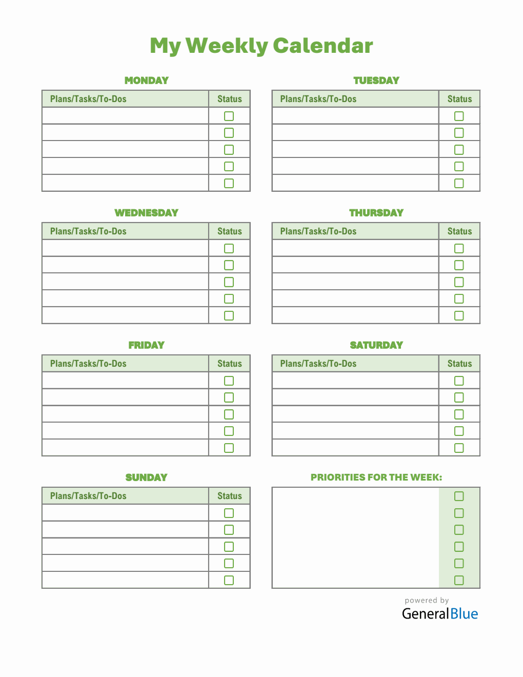Excel Weekly Checklist Template (Free To Modify)