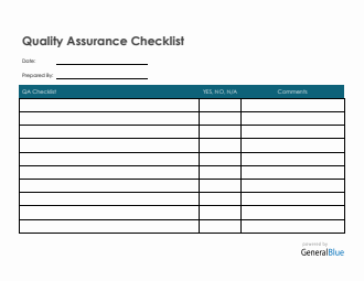 Quality Assurance Checklist in Word