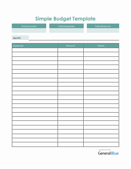 Simple Budget Template in Word