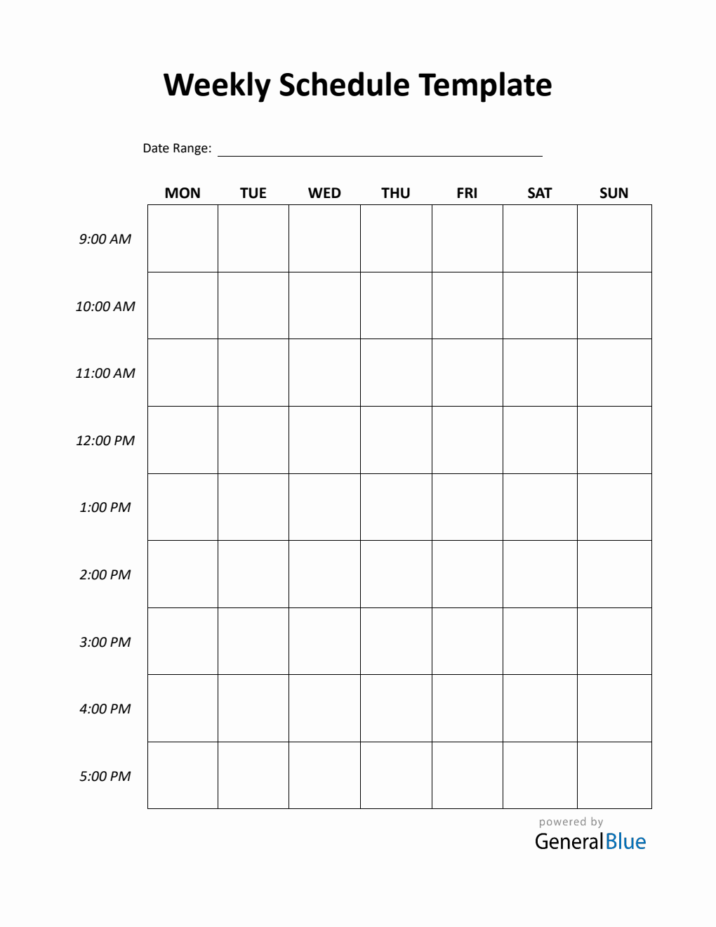 Free Weekly Calendar Printable in PDF