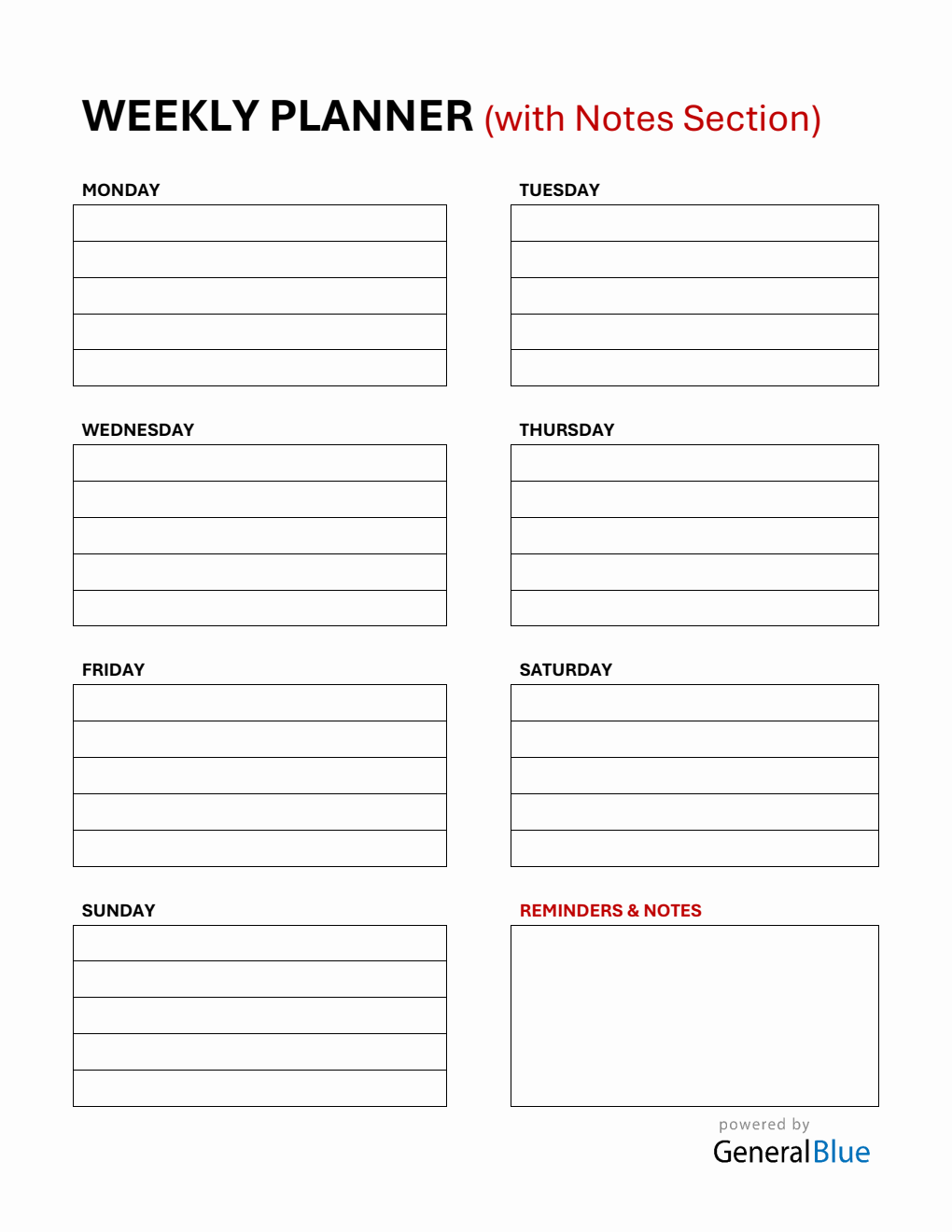 Editable Weekly Calendar Word