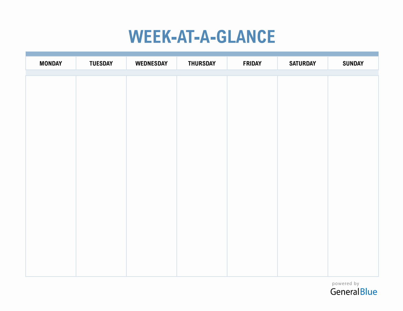 Week-At-A-Glance Planner – Free Blank Word Template