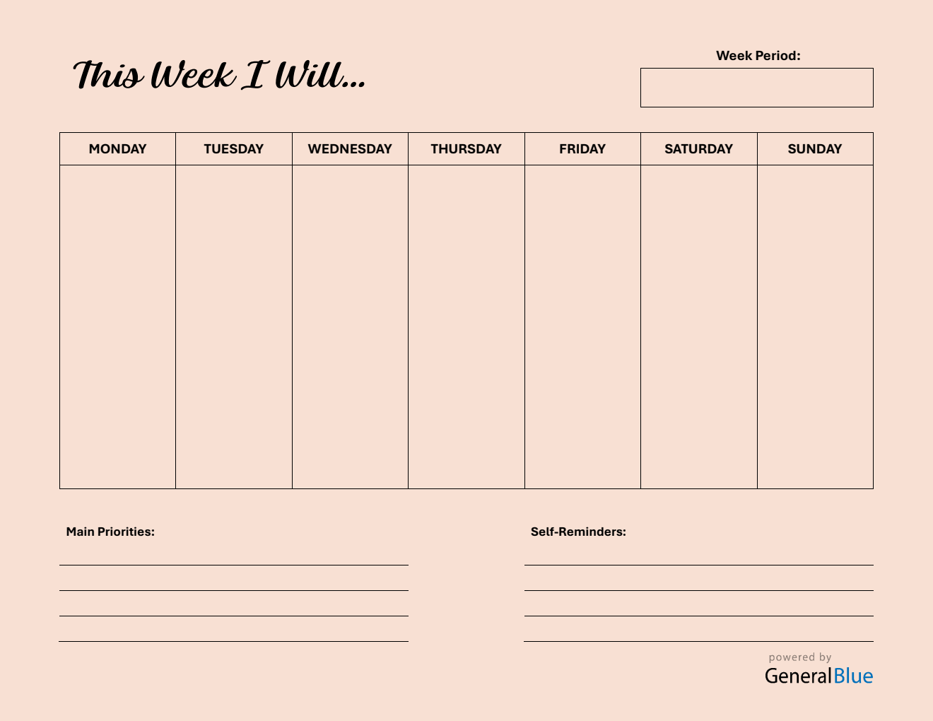 Free One Page Weekly Planner in Word