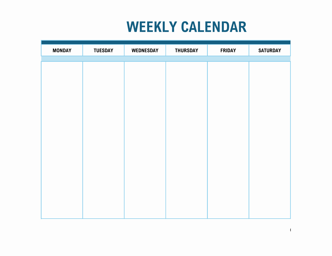 Landscape Week At A Glance Planner – Free Excel Template