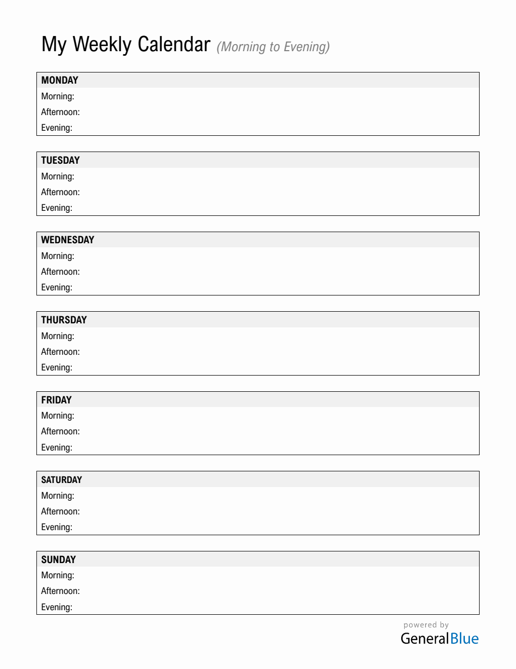 Free Basic Weekly Planner in Word
