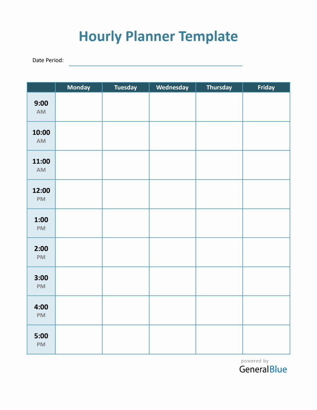 Weekly Schedule Template Word (Monday To Friday)