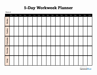 Monday-Friday Weekly Planner in Microsoft Word (6 To 11 Schedule)