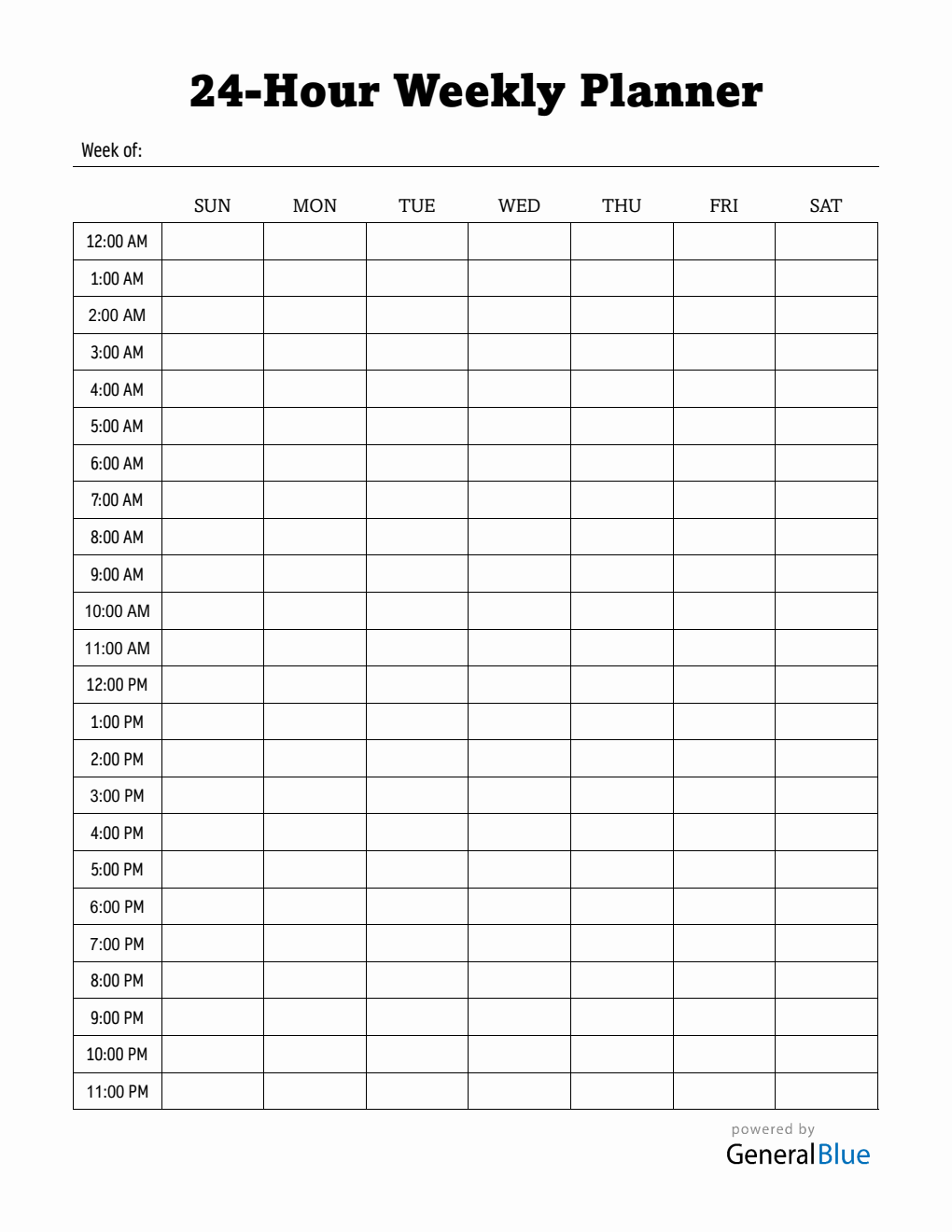 Weekly Schedule Template Word (Vertical)