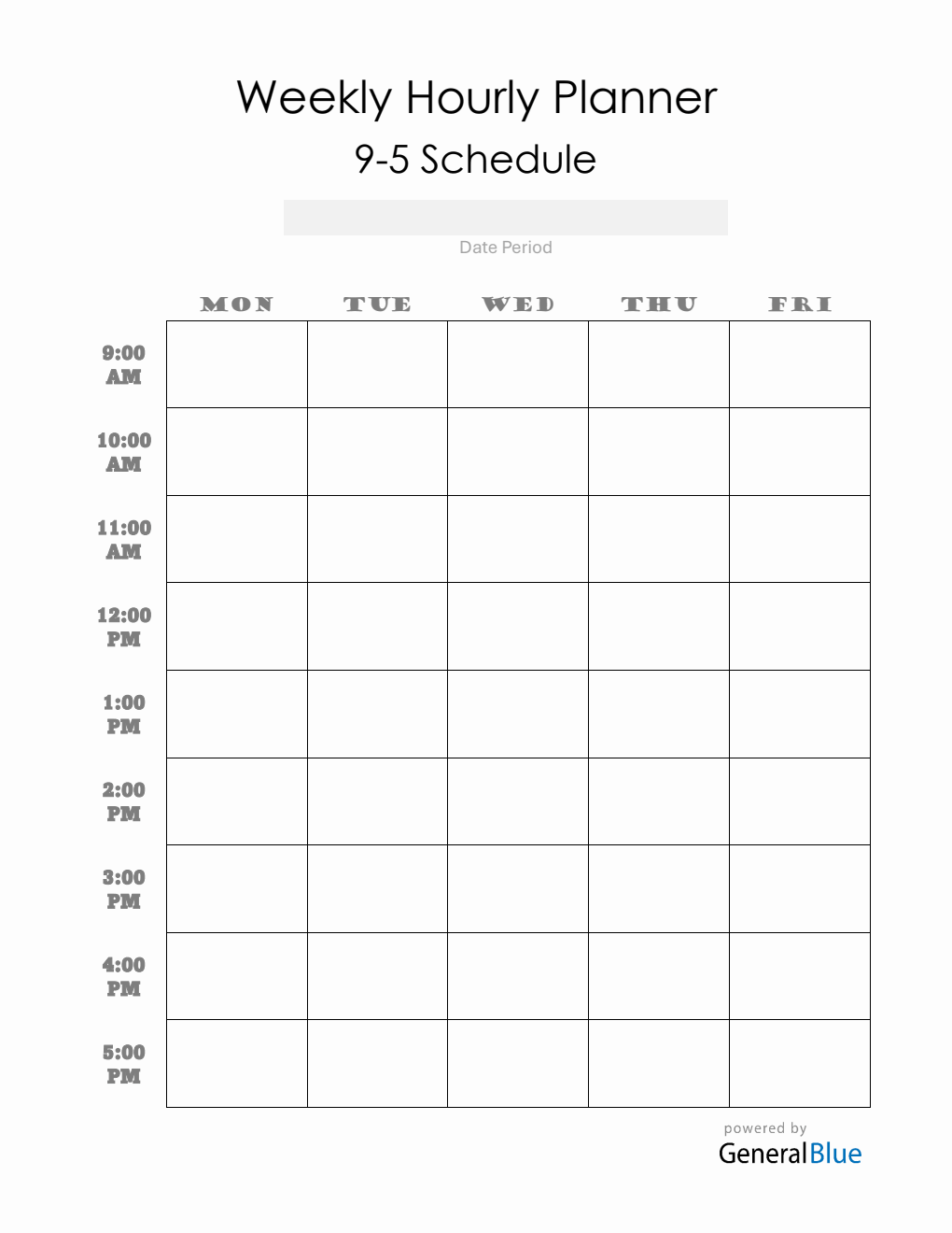 Weekly Schedule Template Word (9 To 5)