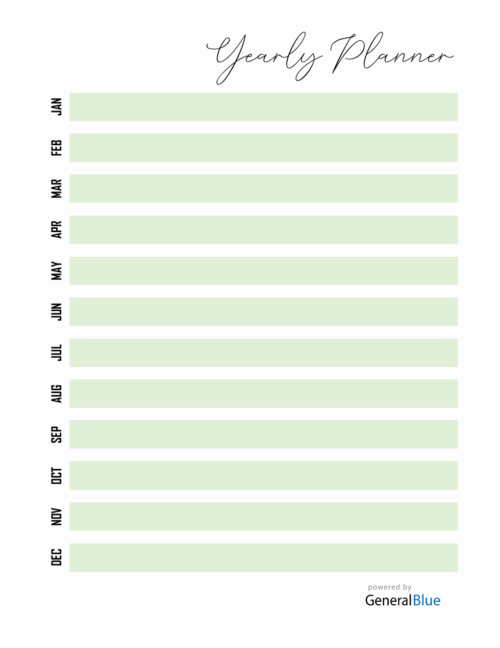 Free Yearly Planner Template Word (Green)