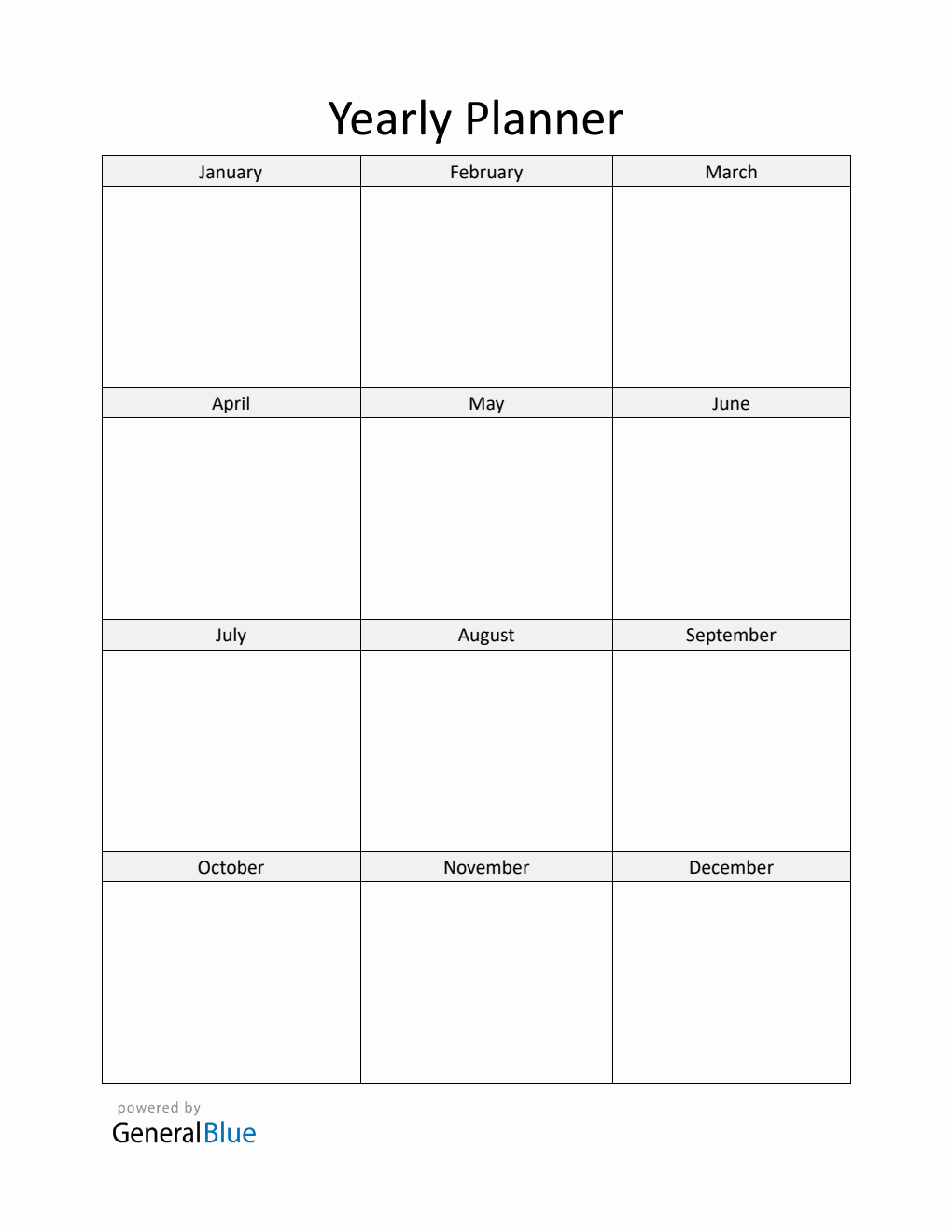 Yearly Planner - Free Printable Word Template