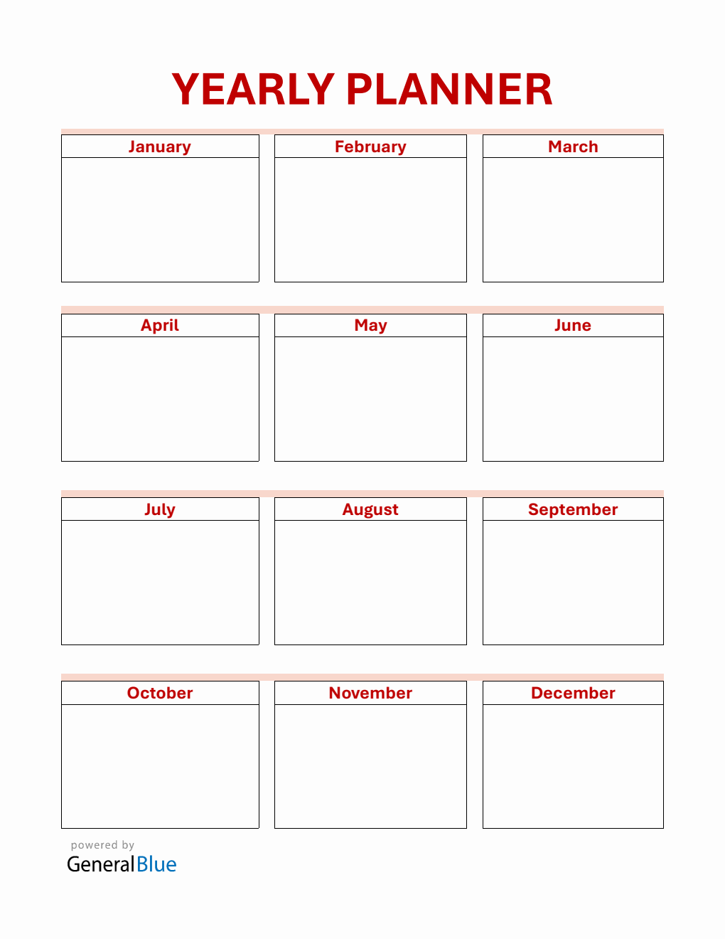 Yearly Planner - Free Simple Word Template
