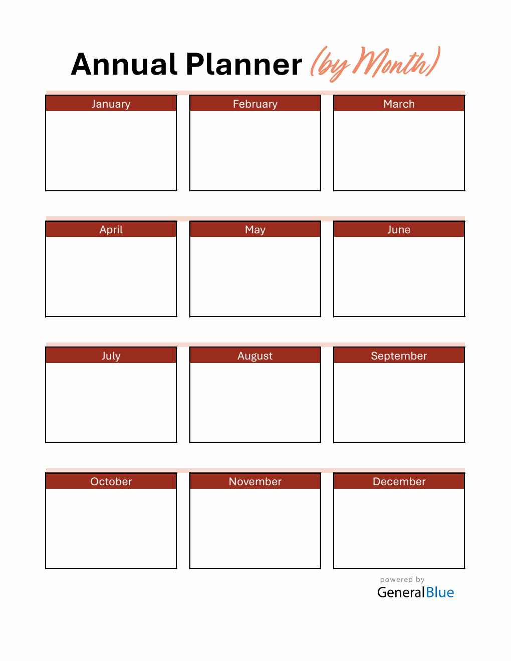 Yearly Planner - Free Editable Excel Template